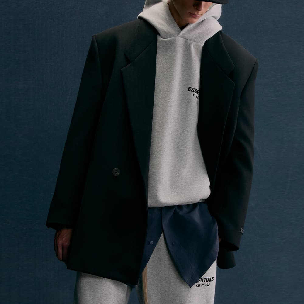 Fear of God Essentials FW24 Holiday Core Hoodie Light Mist Grey