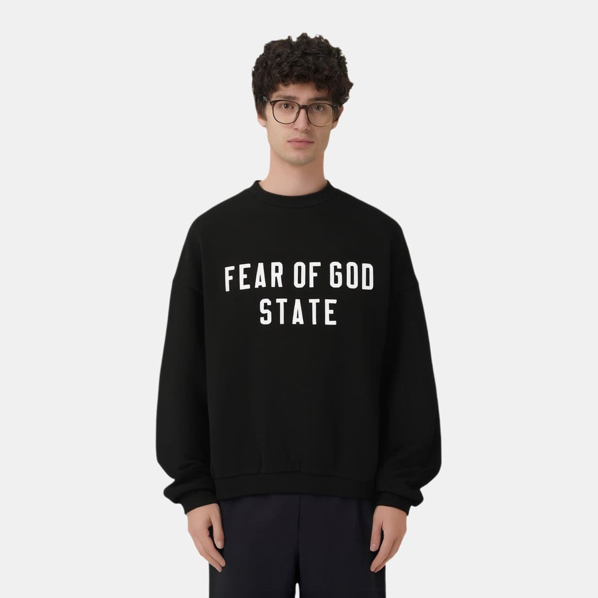 Fear of God Essentials SS25 90'S Fit Fleece Crewneck JET BLACK 25 PRING DROP2