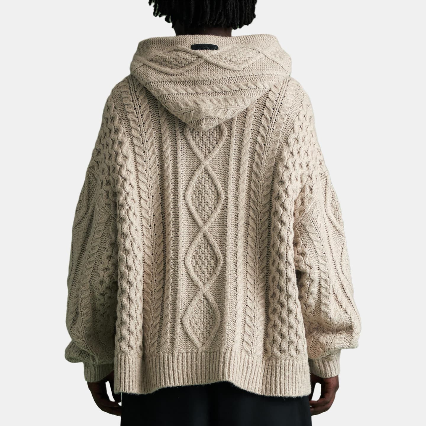 Fear of God Essentials Cable Knit Hoodie Silver Cloud