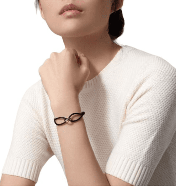 Cartier Trinity Bracelet Black Cord White Gold Rose Gold Men