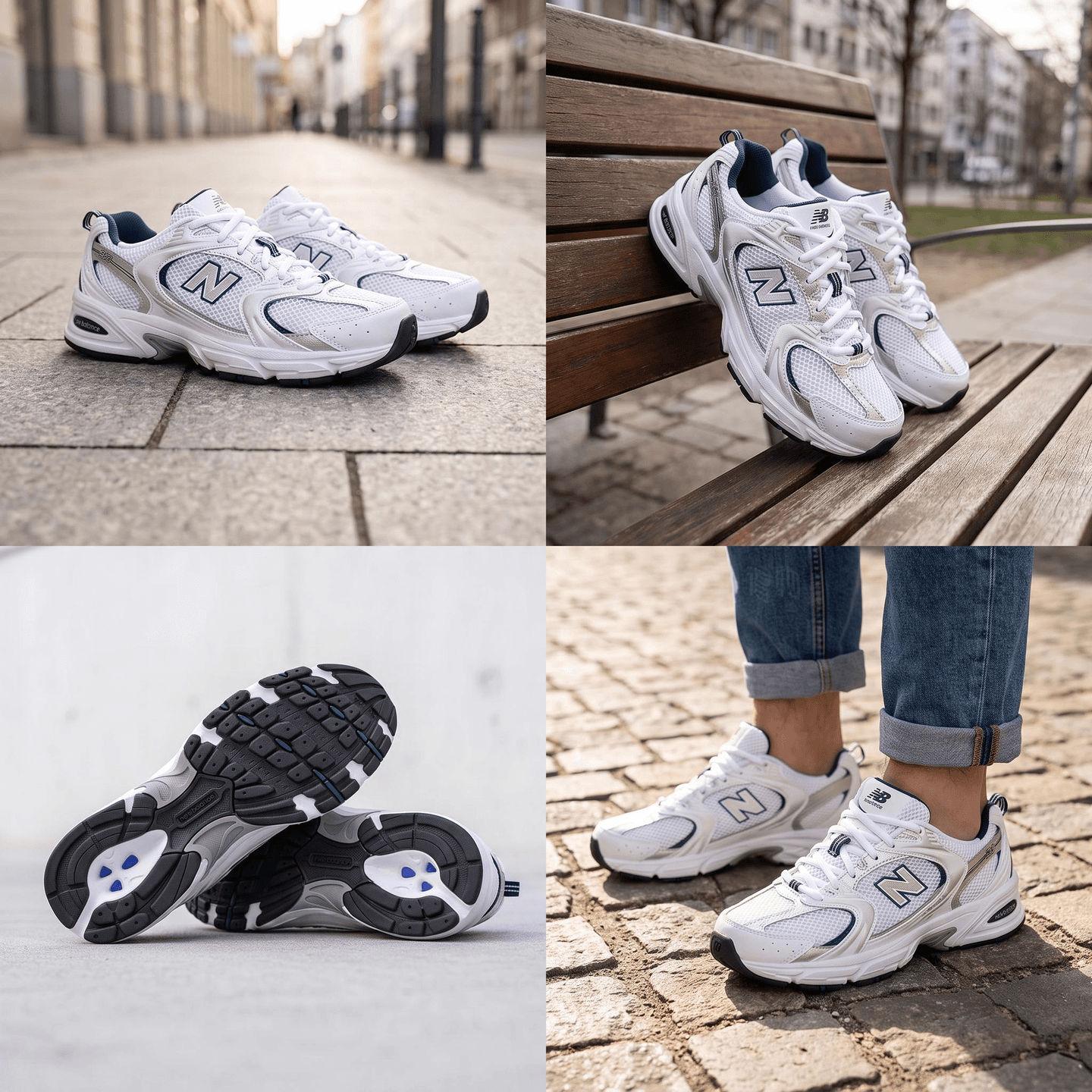 New Balance 530 White Silver Navy
