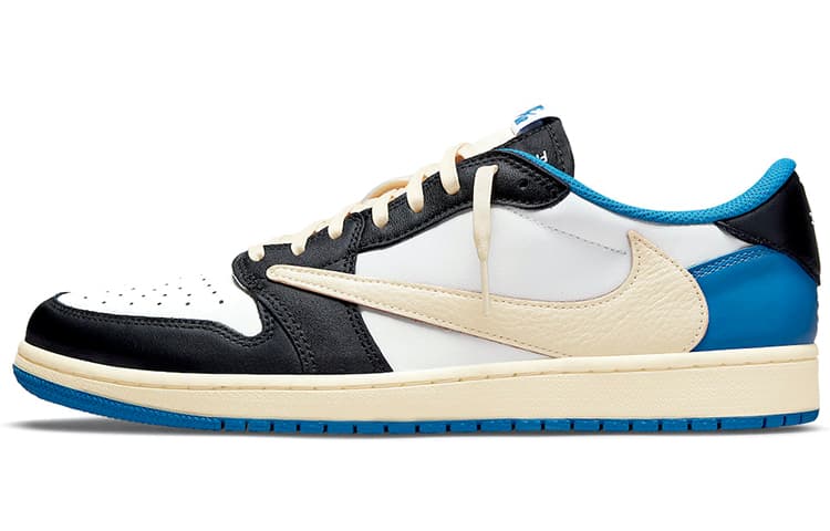 Travis Scott x Fragment Design x Air Jordan 1 Low OG SP White Blue Black