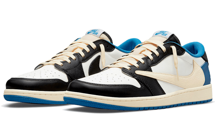 Travis Scott x Fragment Design x Air Jordan 1 Low OG SP White Blue Black